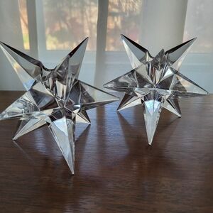 ROSENTHAL Studio Line Set Of 2 Vintage, MCM, Crystal 9-Point Star Candle Holders